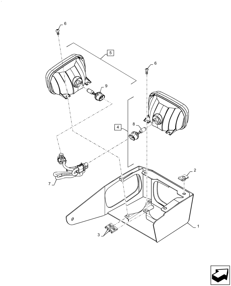 Схема запчастей Case TR310 - (55.404.AL[01]) - LH LIGHT ASSY, W/ SIDE LAMP, HD (55) - ELECTRICAL SYSTEMS
