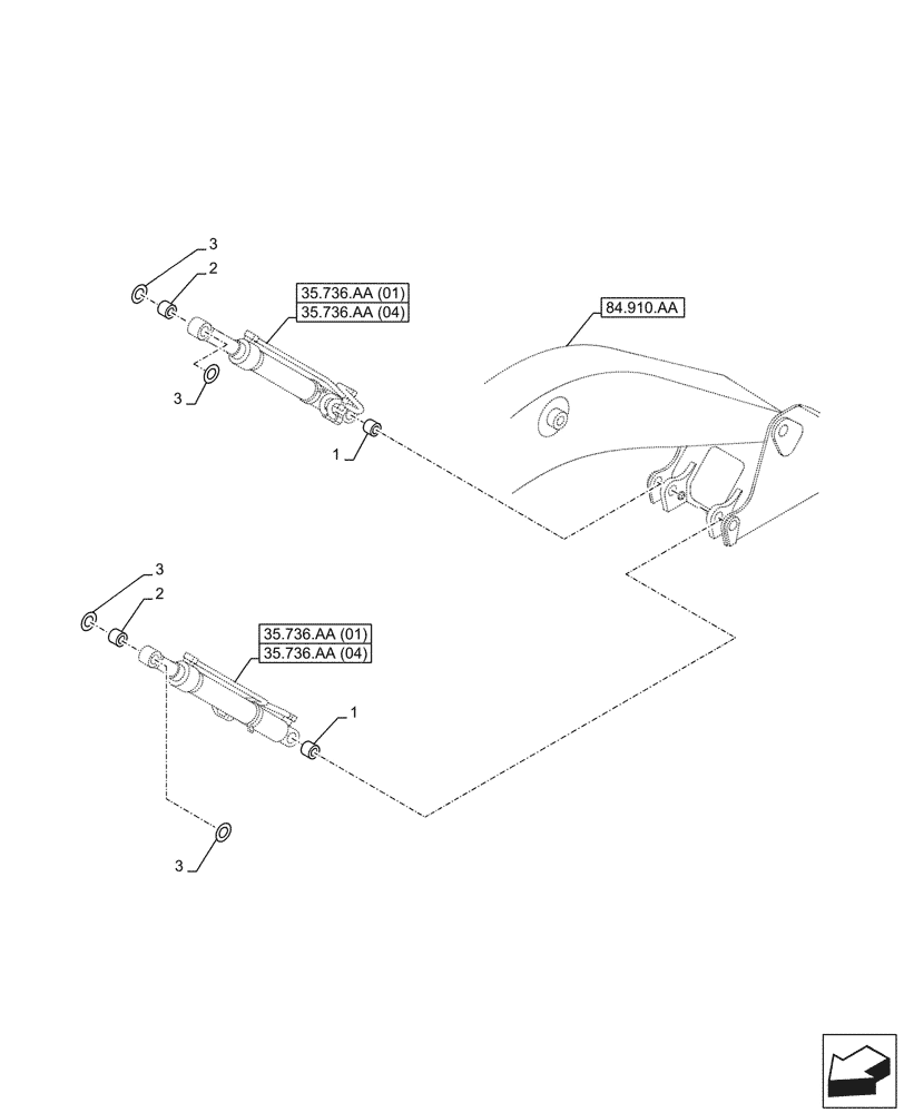 Схема запчастей Case CX210D LC - (84.910.AD[02]) - VAR - 481858, 481064, 461029, 481859, 461585 - BOOM, CYLINDER, BUSHING (84) - BOOMS, DIPPERS & BUCKETS