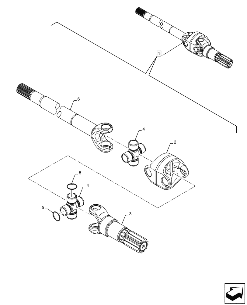 Схема запчастей Case 580SN WT - (25.108.AA[02]) - FRONT AXLE, SHAFT, 4WD (25) - FRONT AXLE SYSTEM