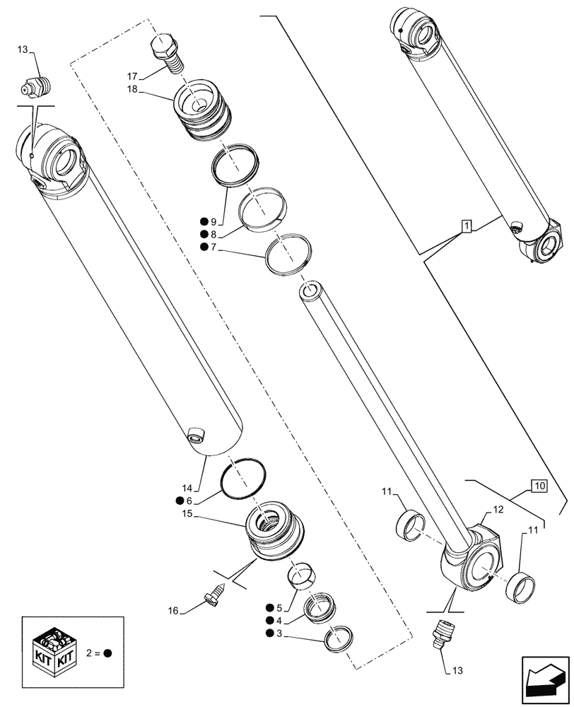 Схема запчастей Case 580SN - (35.736.AA[02]) - BACKHOE BOOM CYL. SECTION, CYLINDER, COMPONENTS (35) - HYDRAULIC SYSTEMS