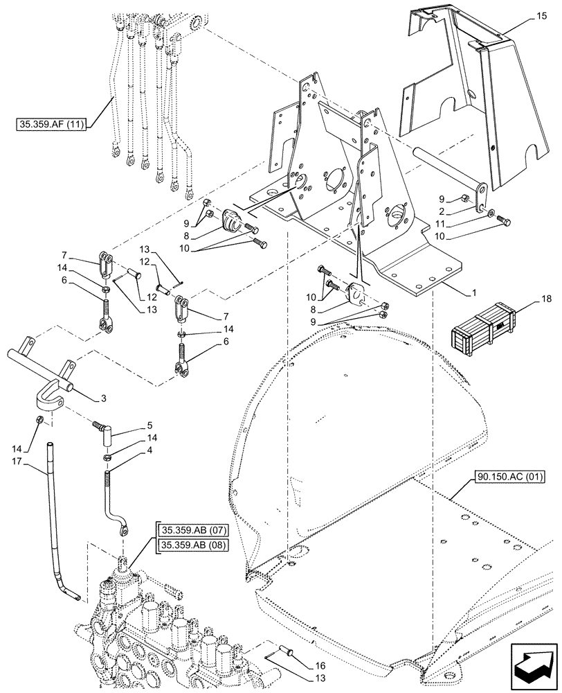 Схема запчастей Case 580SN - (35.359.AF[10]) - BACKHOE CONTROL VALVE, 8-SPOOL, MECHANICAL CONTROLS (35) - HYDRAULIC SYSTEMS