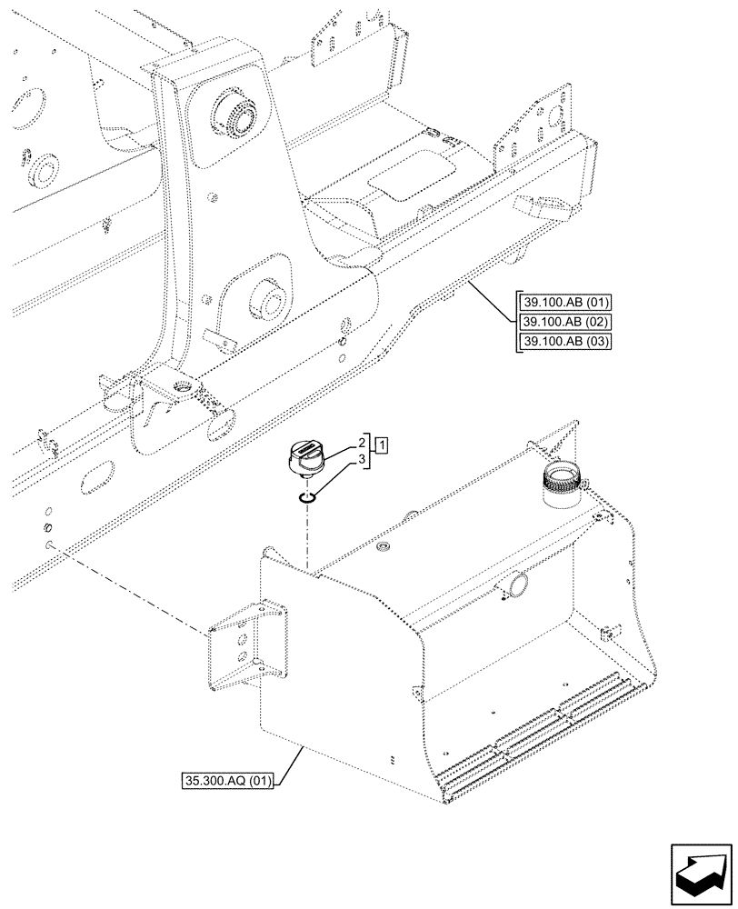 Схема запчастей Case 580SN - (35.300.BE[01]) - HYDRAULIC OIL RESERVOIR, BREATHER (35) - HYDRAULIC SYSTEMS