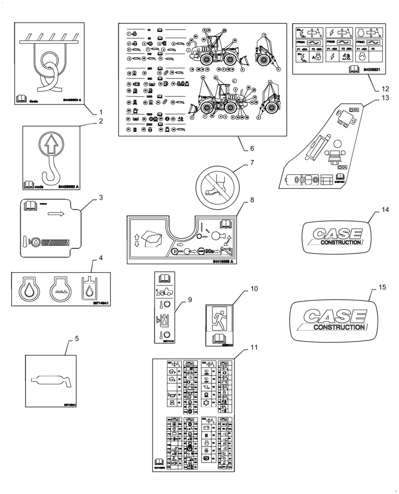 Схема запчастей Case 721F - (90.108.AC[04]) - DECALS COMMON TO MODEL (90) - PLATFORM, CAB, BODYWORK AND DECALS