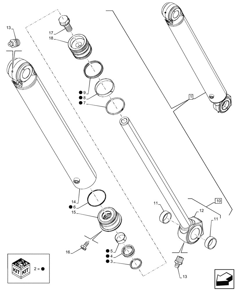Схема запчастей Case 590SN - (35.736.AA[02]) - BACKHOE BOOM CYL. SECTION, CYLINDER, COMPONENTS (35) - HYDRAULIC SYSTEMS