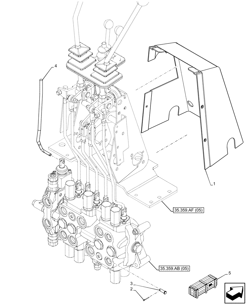 Схема запчастей Case 580SN - (35.359.AF[06]) - BACKHOE CONTROL VALVE, 7-SPOOL, STANDARD DIPPER, MECHANICAL CONTROLS (35) - HYDRAULIC SYSTEMS
