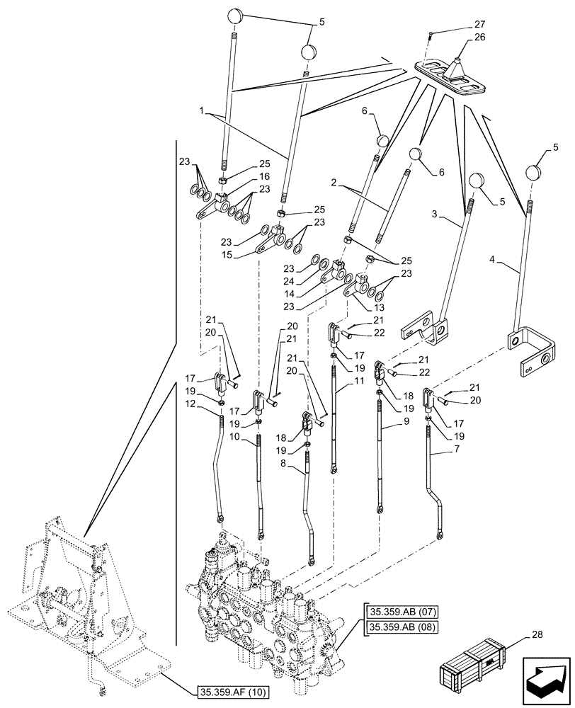 Схема запчастей Case 580SN - (35.359.AF[11]) - BACKHOE CONTROL VALVE, 8-SPOOL, MECHANICAL CONTROLS (35) - HYDRAULIC SYSTEMS