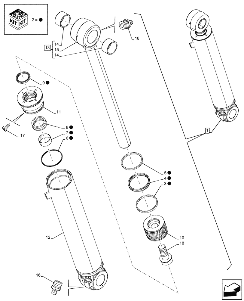 Схема запчастей Case 590SN - (35.737.AA[02]) - DIPPER, CYLINDER, COMPONENTS (35) - HYDRAULIC SYSTEMS