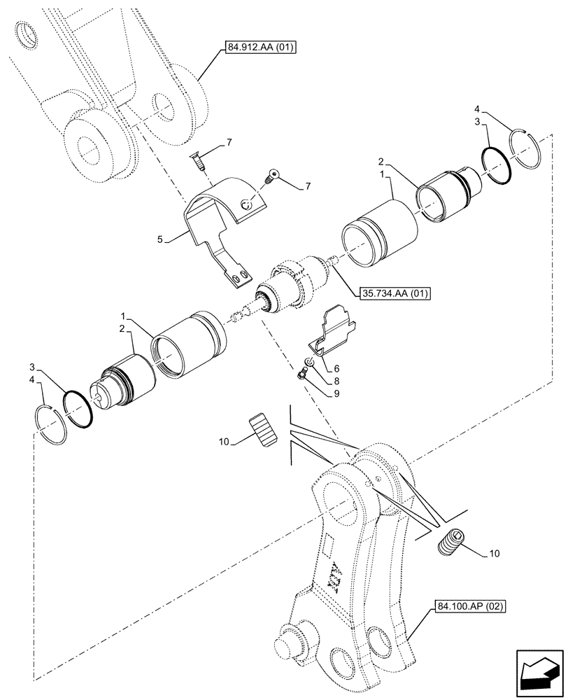 Схема запчастей Case 580SN - (84.100.AP[06]) - VAR - 442017 - BACKHOE BUCKET, COUPLER HYDRAULIC (84) - BOOMS, DIPPERS & BUCKETS