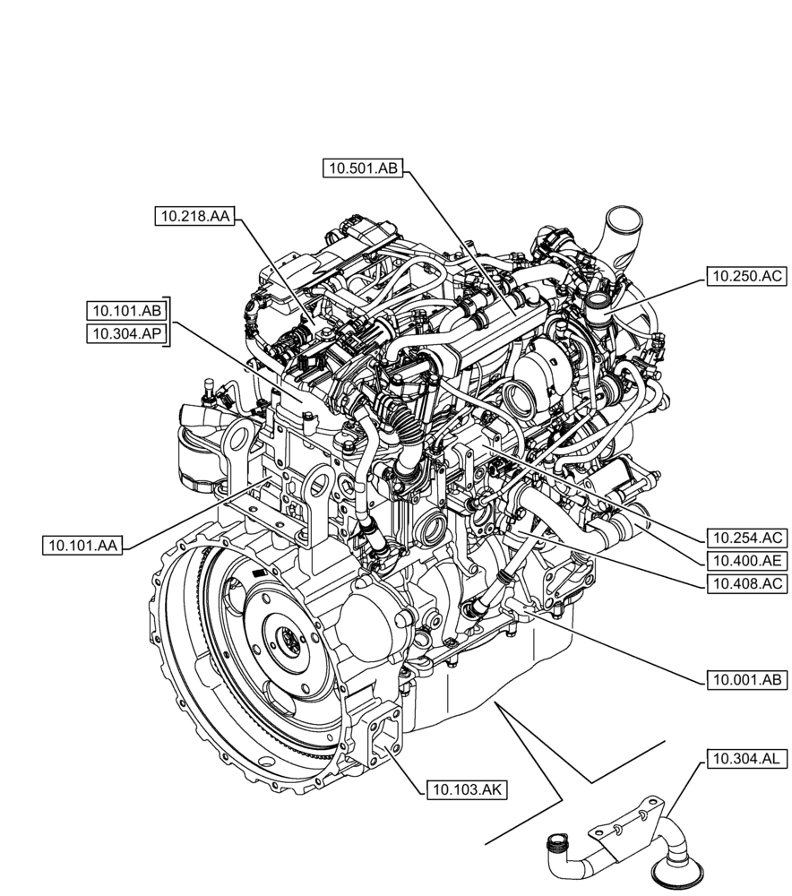 Схема запчастей Case F5BFL413D C001 - (00.000.10[02]) - PICTORIAL INDEX - ENGINE (00) - GENERAL & PICTORIAL INDEX