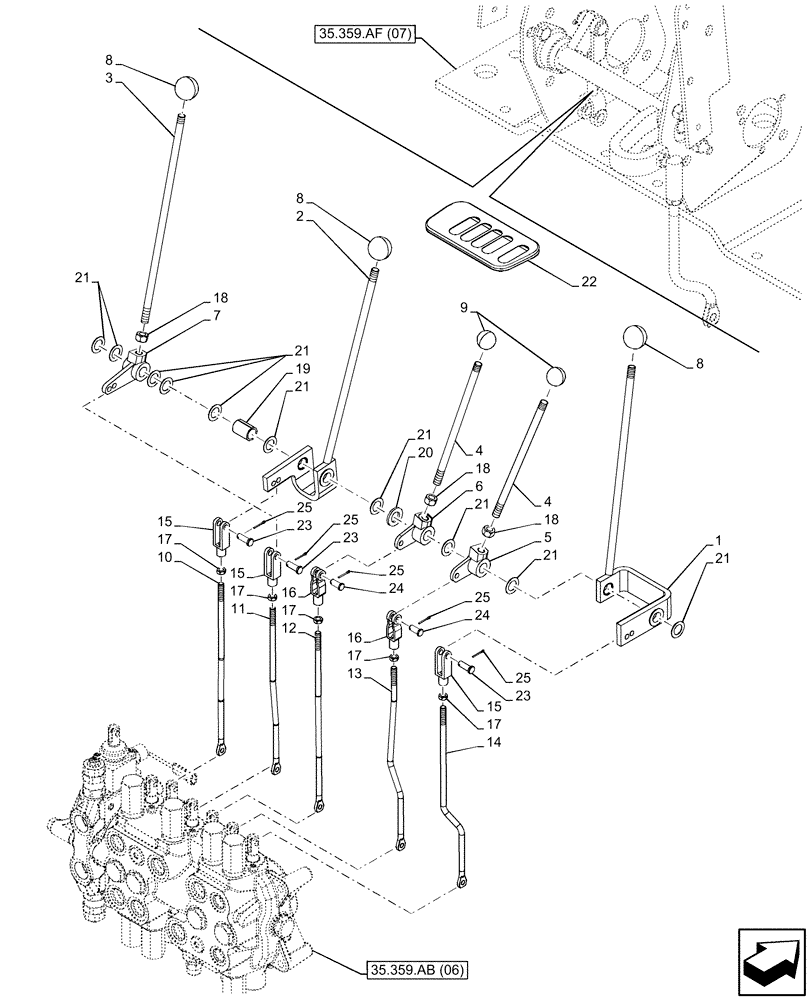 Схема запчастей Case 580SN - (35.359.AF[08]) - BACKHOE CONTROL VALVE, 8-SPOOL, MECHANICAL CONTROLS (35) - HYDRAULIC SYSTEMS