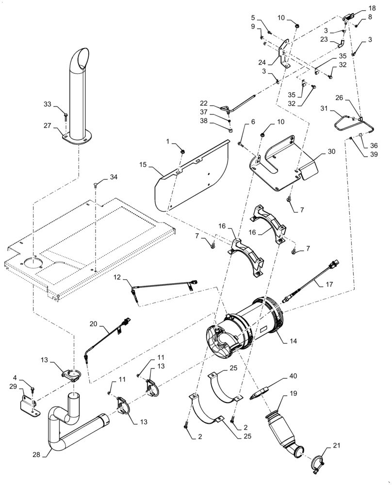 Схема запчастей Case TR320 - (10.500.AS) - EXHAUST (22-SEP-2014 & NEWER) (10) - ENGINE