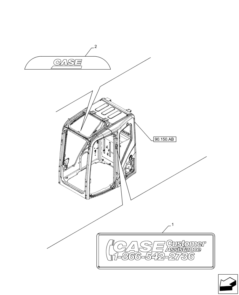 Схема запчастей Case CX210D LC - (90.108.AB[01]) - MODEL IDENTIFICATION DECAL (90) - PLATFORM, CAB, BODYWORK AND DECALS