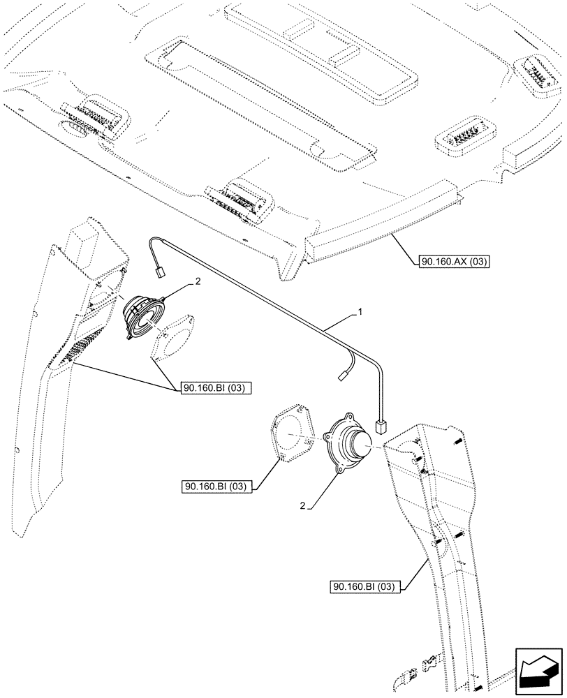 Схема запчастей Case 590SN - (55.512.AA[04]) - VAR - 442083 - SPEAKER WIRES (55) - ELECTRICAL SYSTEMS
