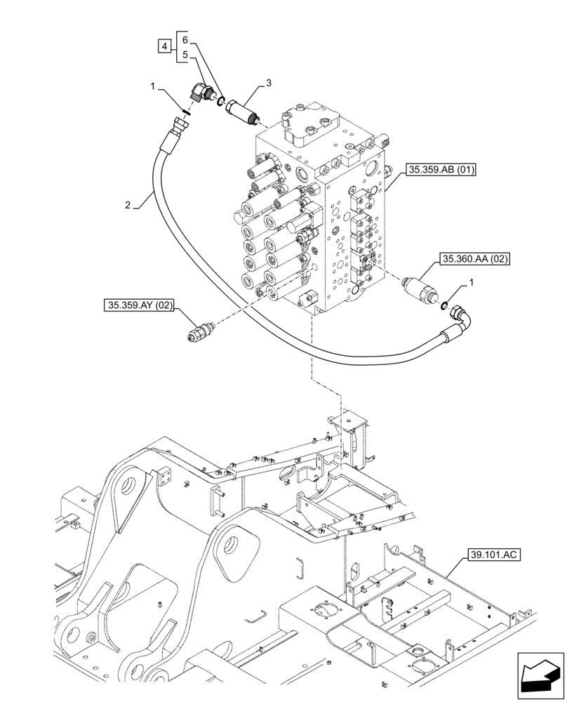 Схема запчастей Case CX210D LC - (35.360.AB[07]) - VAR - 461871 - SHEARS, LINE, AUXILIARY CIRCUIT, W/ ELECTRICAL PROPORTIONAL CONTROL (35) - HYDRAULIC SYSTEMS