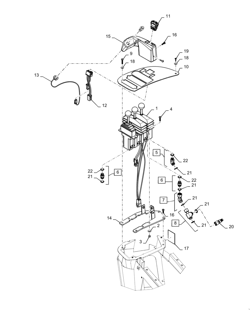 Схема запчастей Case 721F - (35.359.AF[01]) - 3 LEVER CONTROL INSTALLATION (35) - HYDRAULIC SYSTEMS