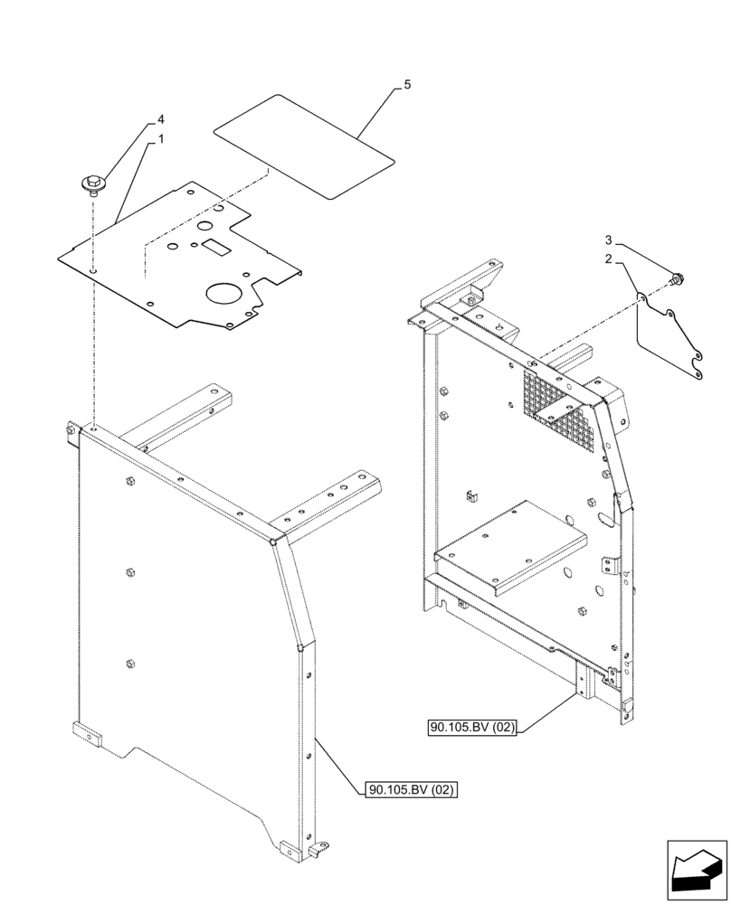 Схема запчастей Case CX210D LC - (90.105.BV[12]) - VAR - 488031, 481027 - TOP COVER PLATE, PRE-CLEANER CYCLONE TIPE, TROPICAL COOLING PACKAGE (90) - PLATFORM, CAB, BODYWORK AND DECALS