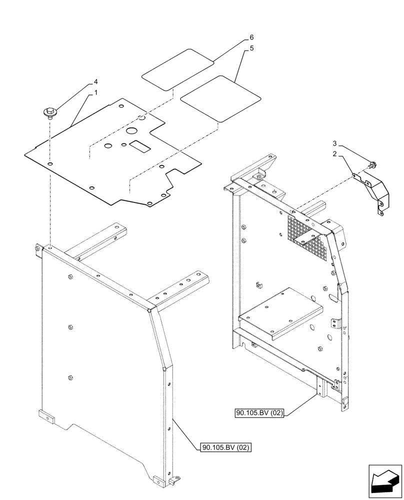 Схема запчастей Case CX210D LC - (90.105.BV[11]) - TOP COVER, PLATE, STANDARD (90) - PLATFORM, CAB, BODYWORK AND DECALS