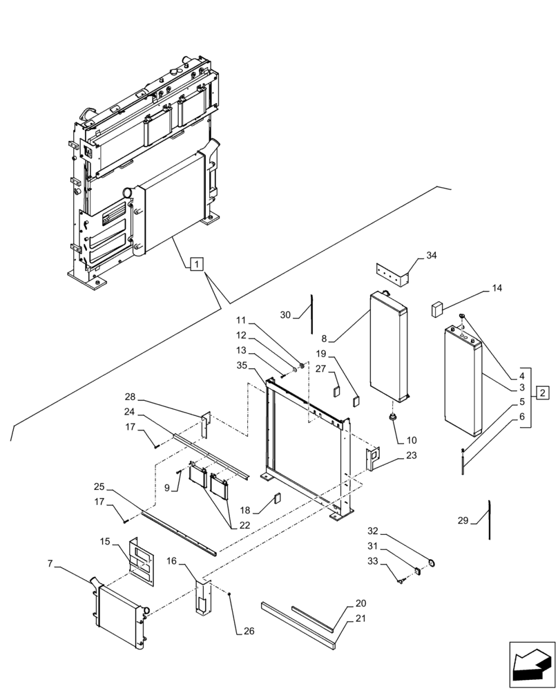 Схема запчастей Case CX350D LC - (10.400.BE) - RADIATOR, COMPONENTS (10) - ENGINE