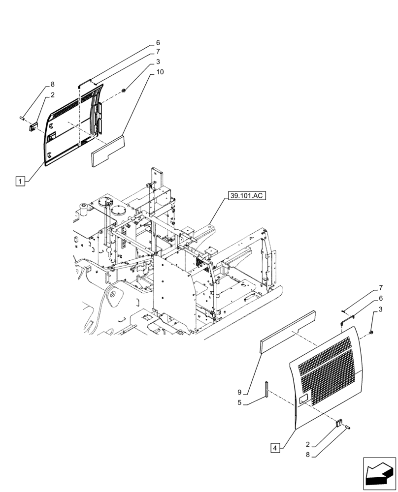 Схема запчастей Case CX210D LC - (90.105.CO[03]) - VAR - 481027 - SIDE DOOR, TROPICAL COOLING PACKAGE (90) - PLATFORM, CAB, BODYWORK AND DECALS