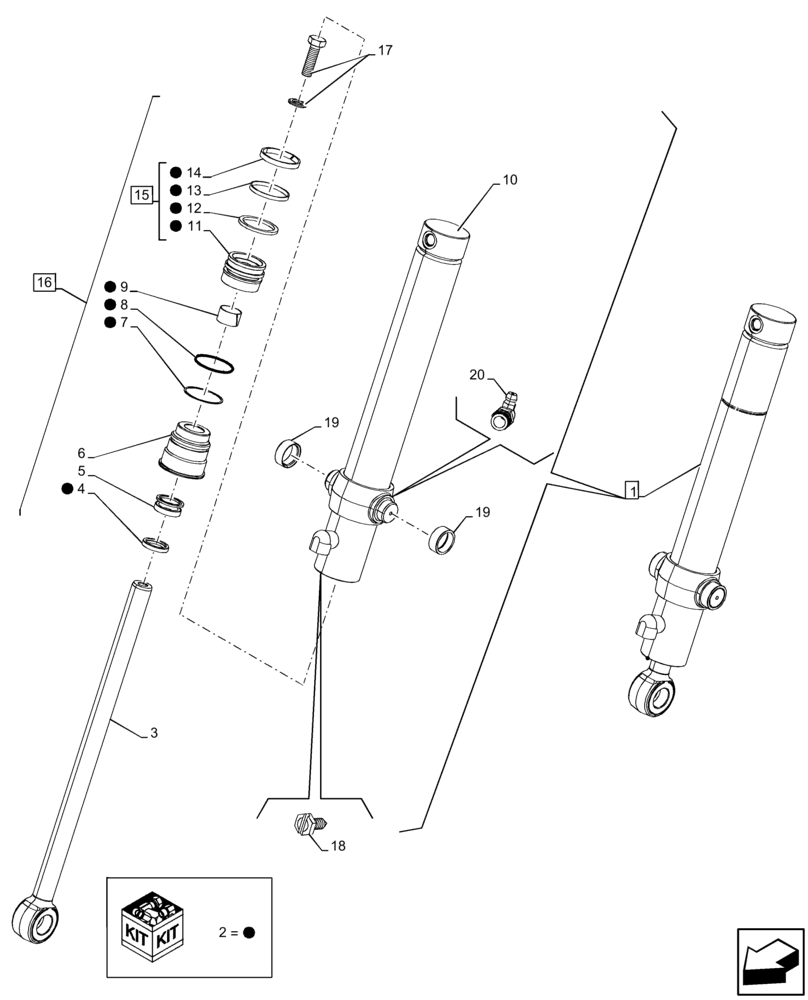 Схема запчастей Case 580N EP - (35.723.AA[02]) - LOADER BUCKET, CONTROL, CYLINDER (35) - HYDRAULIC SYSTEMS