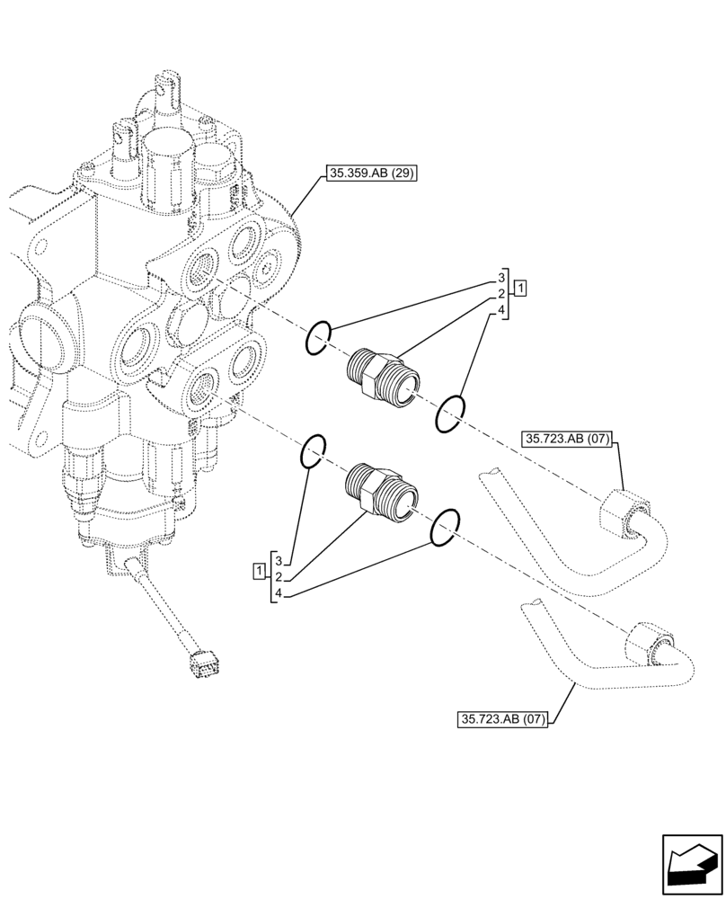 Схема запчастей Case 580SN - (35.359.AE[18]) - LOADER, CONTROL VALVE LINE (35) - HYDRAULIC SYSTEMS