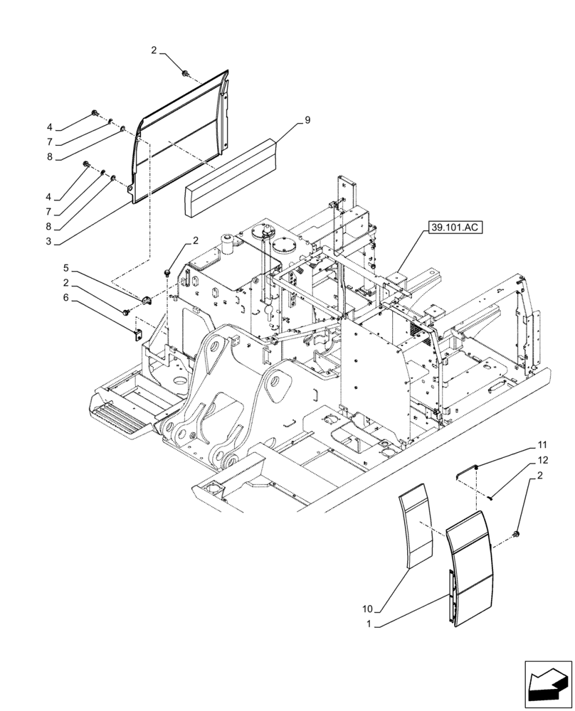 Схема запчастей Case CX210D LC - (90.105.CO[01]) - STD + VAR - 488031, 481027 - SIDE DOOR (90) - PLATFORM, CAB, BODYWORK AND DECALS