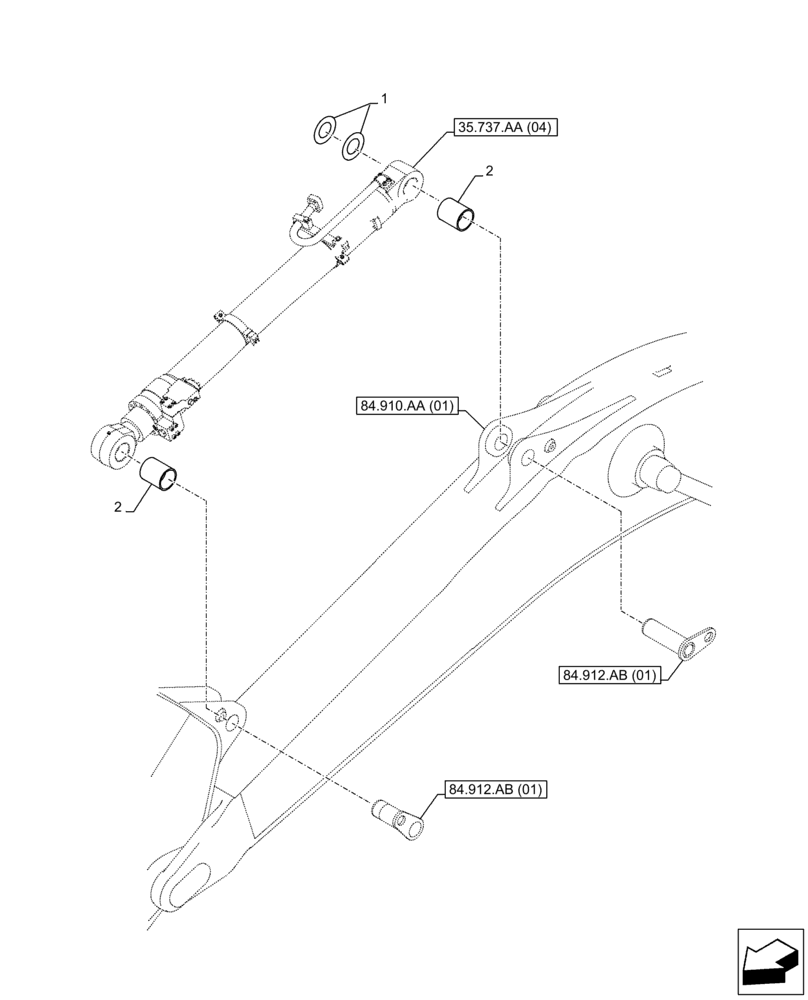 Схема запчастей Case CX350D LC - (84.912.AD[06]) - VAR - 481064 - ARM, CYLINDER, BUSHING, SAFETY VALVE (84) - BOOMS, DIPPERS & BUCKETS