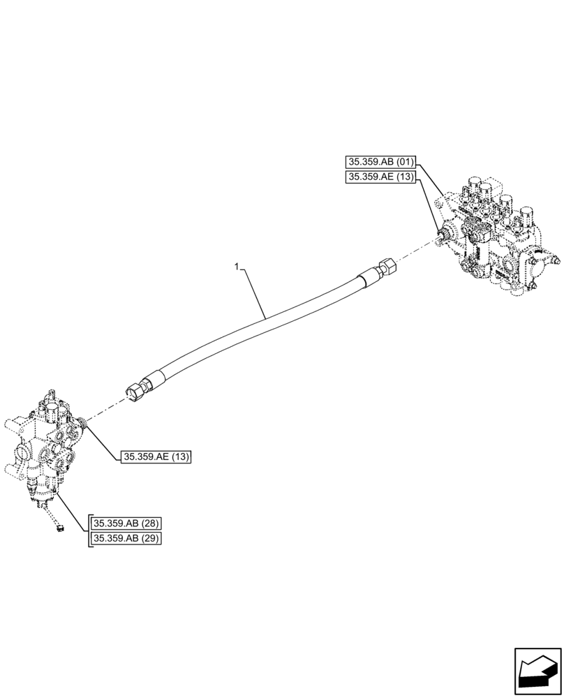 Схема запчастей Case 580SN - (35.359.AE[23]) - LOADER, CONTROL VALVE LINE, BACKHOE CONTROL VALVE (35) - HYDRAULIC SYSTEMS
