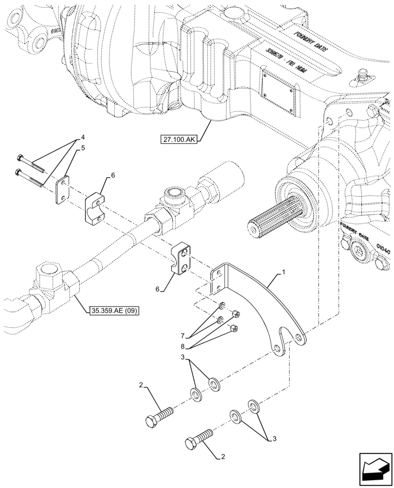 Схема запчастей Case 590SN - (35.359.AE[20]) - VAR - 747864 - LOADER, CONTROL VALVE LINE, BACKHOE CONTROL VALVE, BRACKET (35) - HYDRAULIC SYSTEMS