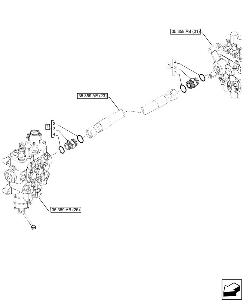 Схема запчастей Case 580SN - (35.359.AE[04]) - VAR - 747776 - LOADER, CONTROL VALVE LINE, BACKHOE CONTROL VALVE (35) - HYDRAULIC SYSTEMS