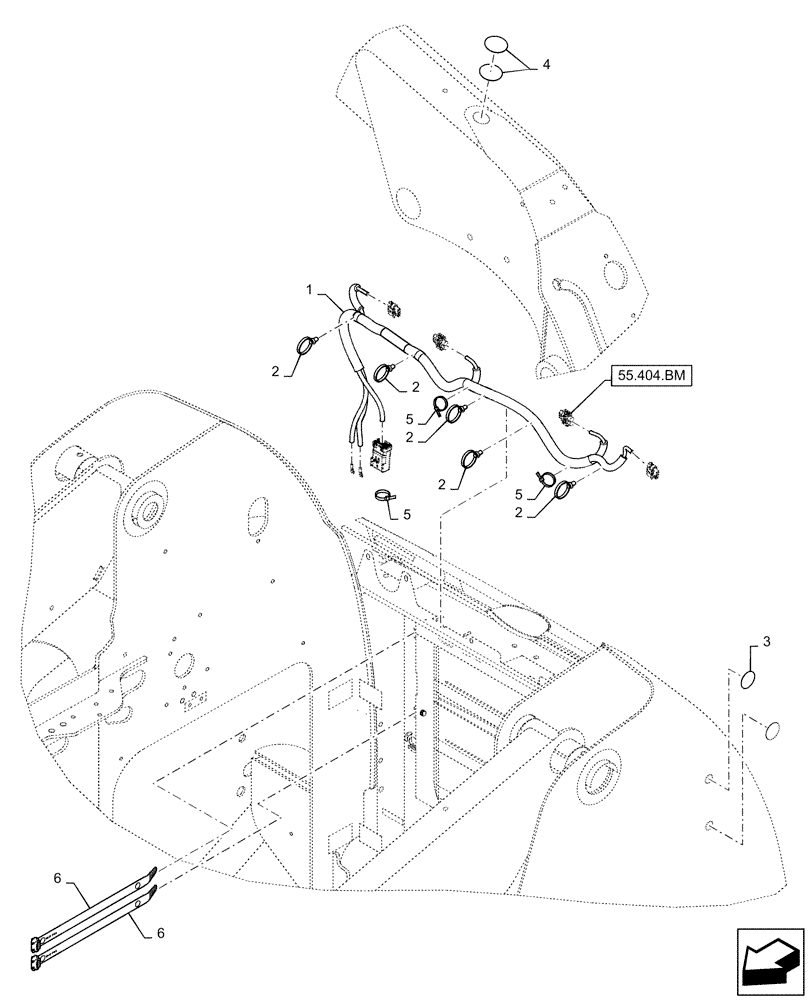 Схема запчастей Case TV380 - (55.511.AJ) - REAR LIGHT HARNESS, W/O TURN SIGNAL (55) - ELECTRICAL SYSTEMS