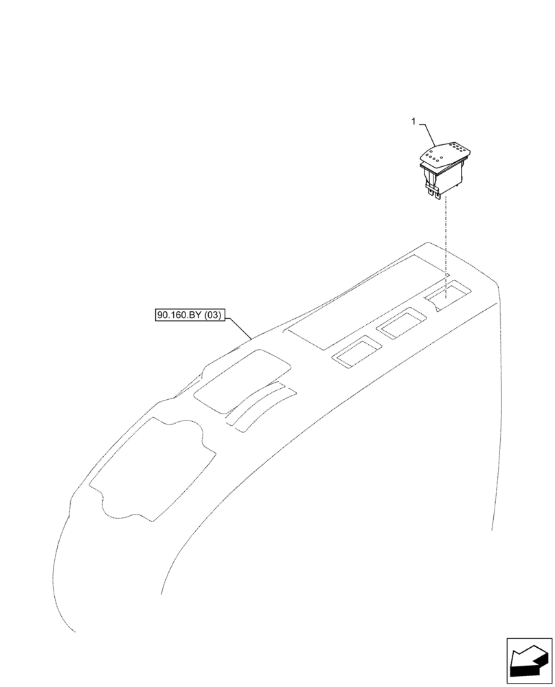 Схема запчастей Case CX350D LC - (55.512.BY[03]) - VAR - 461568 - CAB, SWITCH, FREE SWING (55) - ELECTRICAL SYSTEMS