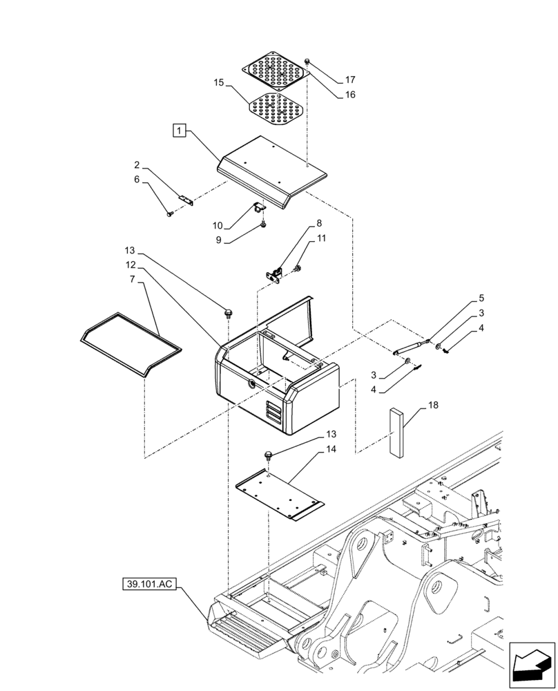 Схема запчастей Case CX210D LC - (90.105.CF) - STD + VAR - 488031, 481027 - HOOD, FUEL TRANSFER PUMP (90) - PLATFORM, CAB, BODYWORK AND DECALS