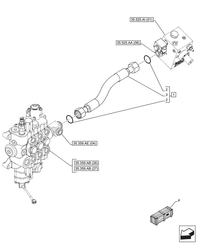 Схема запчастей Case 580SN WT - (35.359.AE[22]) - LOADER, CONTROL VALVE LINE, HAMMER (35) - HYDRAULIC SYSTEMS