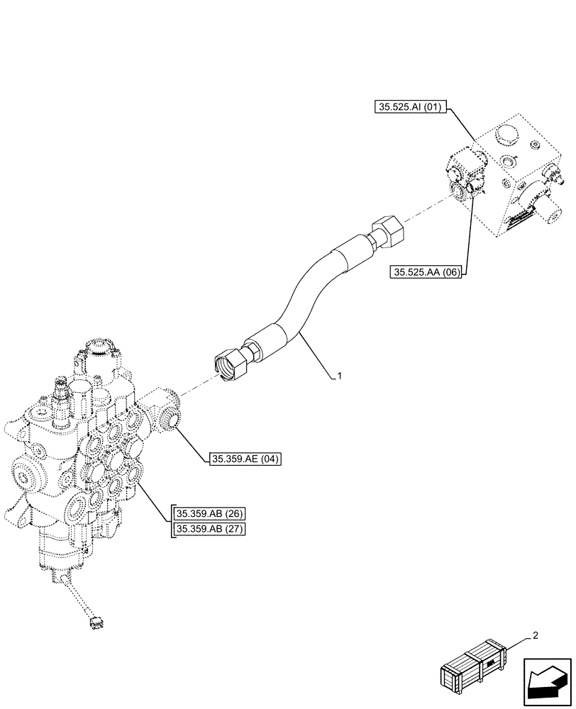 Схема запчастей Case 580SN - (35.359.AE[22]) - LOADER, CONTROL VALVE LINE, HAMMER (35) - HYDRAULIC SYSTEMS