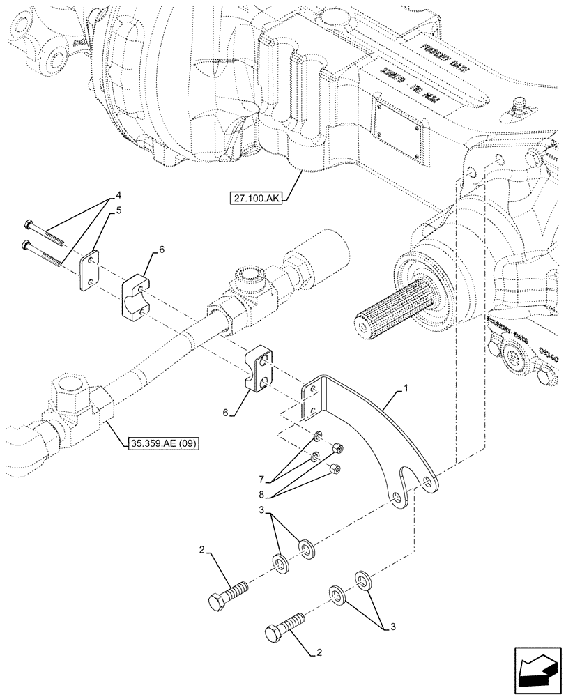 Схема запчастей Case 580SN - (35.359.AE[20]) - VAR - 747864 - LOADER, CONTROL VALVE LINE, BACKHOE CONTROL VALVE, BRACKET (35) - HYDRAULIC SYSTEMS