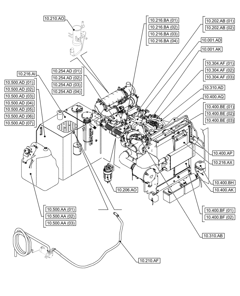 Схема запчастей Case CX210D NLC - (00.000.10) - PICTORIAL INDEX - ENGINE (00) - GENERAL & PICTORIAL INDEX