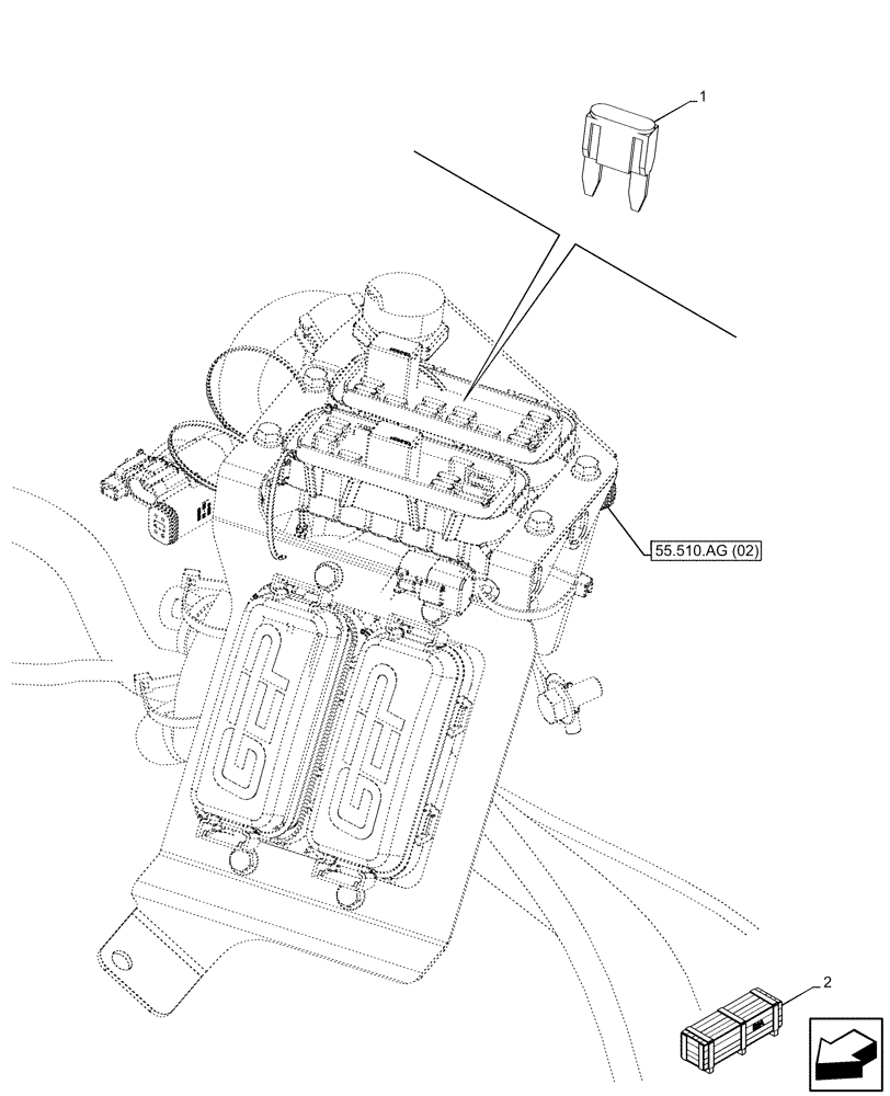 Схема запчастей Case 580N EP - (55.100.DO[10]) - POWERSHUTTLE TRANSMISSION, RIGHT SIDE CONSOLE HARNESS - C9127 (55) - ELECTRICAL SYSTEMS