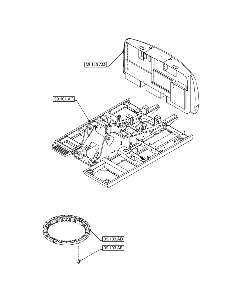 Схема запчастей Case CX210D NLC - (39.000.00) - SECTION INDEX - FRAMES AND BALLASTING (39) - FRAMES AND BALLASTING
