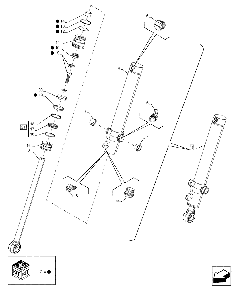 Схема запчастей Case 580SN - (35.723.AA[04]) - LOADER BUCKET, CONTROL, CYLINDER (35) - HYDRAULIC SYSTEMS