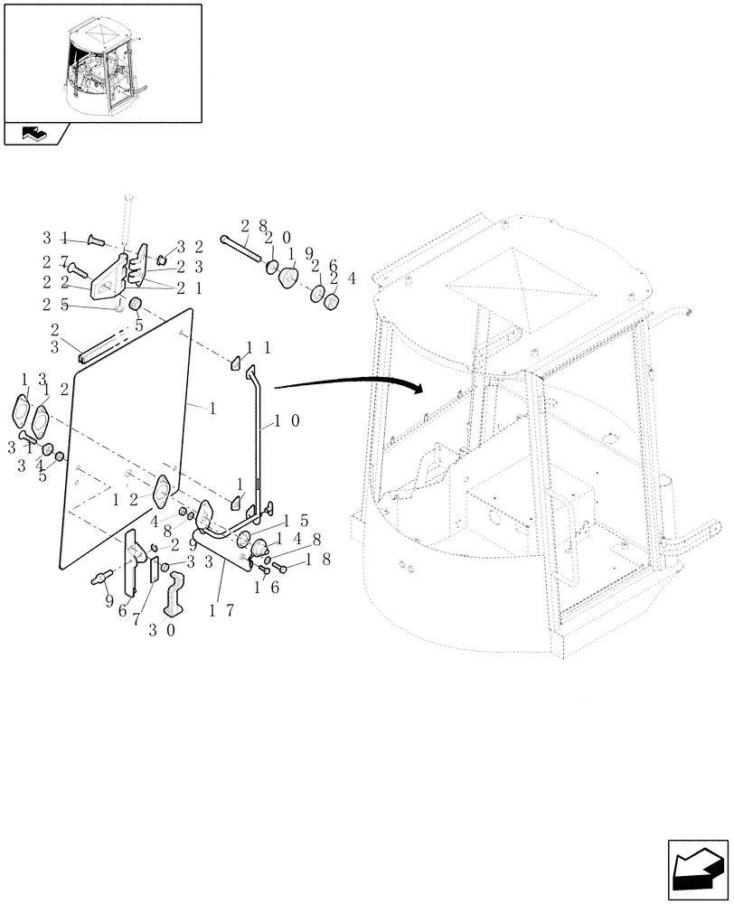 Схема запчастей Case 121E - (439[13A]) - CAB: SIDE GLASS (FULL OPEN) (10) - OPERATORS PLATFORM