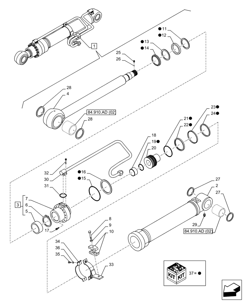 Схема запчастей Case CX210D LC LR - (35.736.AA[05]) - VAR - 481064, 461585 - LIFT CYLINDER, RIGHT, COMPONENTS, SAFETY VALVE (35) - HYDRAULIC SYSTEMS