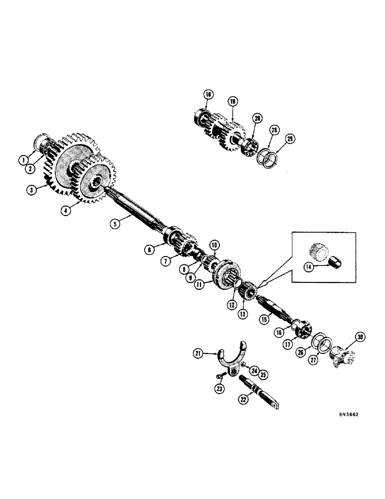 Схема запчастей Case 800 - (090) - MAIN DRIVE AND TWO SPEED SHIFT PARTS (03) - TRANSMISSION