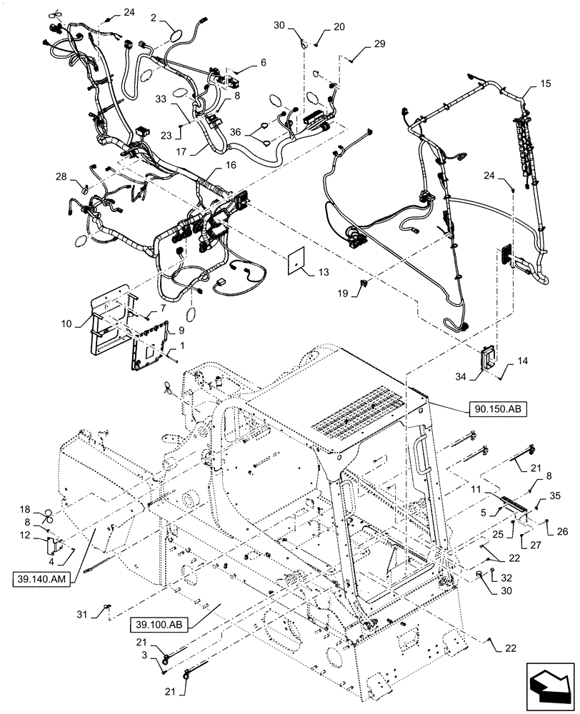 Схема запчастей Case TV380 - (55.101.AC[03]) - WIRE HARNESS & CONNECTOR, ELECTRONIC CONTROLS (55) - ELECTRICAL SYSTEMS