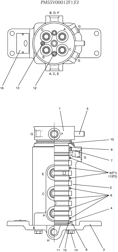 Схема запчастей Case CX27B - (07-043) - JOINT ASSY, SWIVEL (35) - HYDRAULIC SYSTEMS