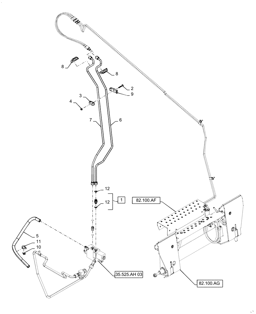 Схема запчастей Case TR310 - (35.734.AH[06]) - HYDRAULIC COUPLER, CHASSIS PLUMBING (35) - HYDRAULIC SYSTEMS