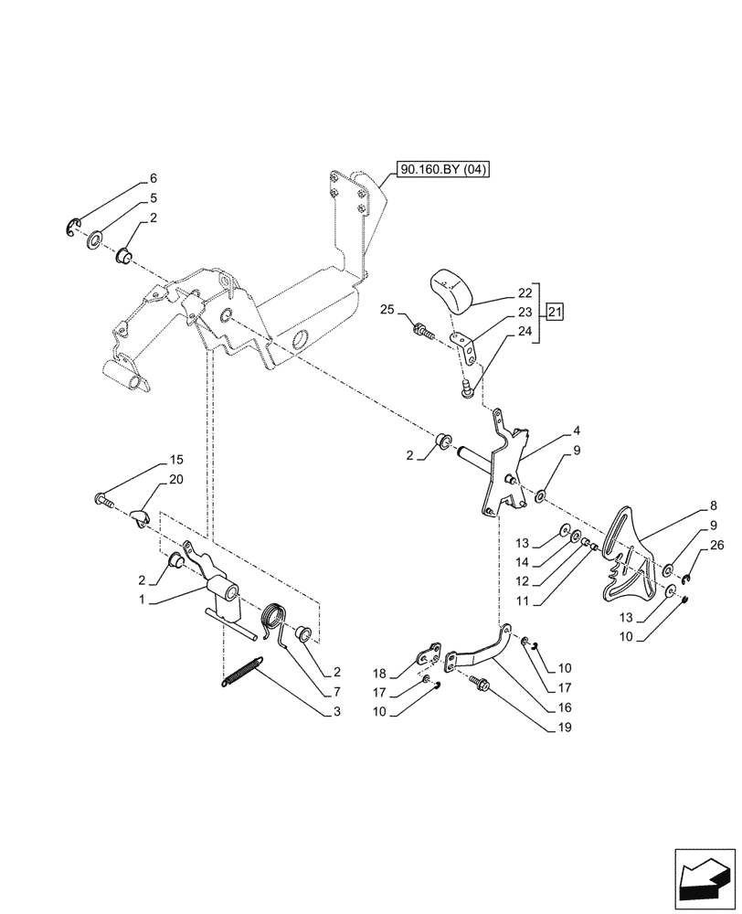 Схема запчастей Case CX210D LC - (90.160.BY[05]) - STD + VAR - 488035 - CONSOLE, SIDE PANEL, SEAT, AIR SUSPENSION, HEATED, LH (90) - PLATFORM, CAB, BODYWORK AND DECALS