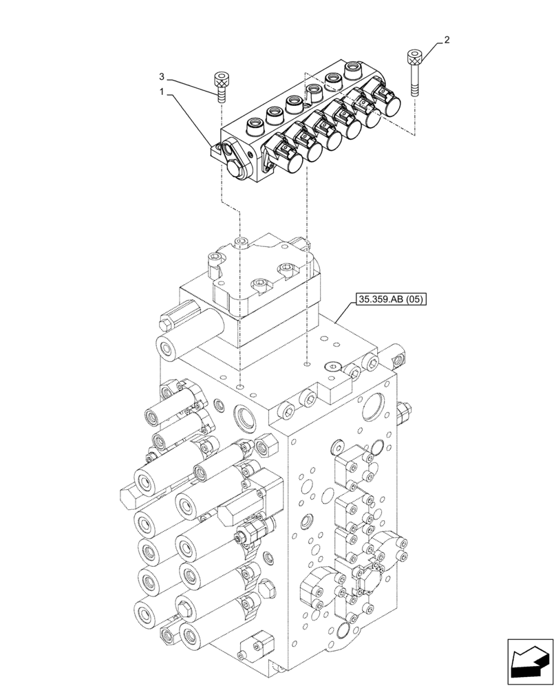 Схема запчастей Case CX210D LC - (35.357.AJ[02]) - VAR - 461558 - MAIN, SOLENOID VALVE, CONTROL PATTERN SELECTION (35) - HYDRAULIC SYSTEMS