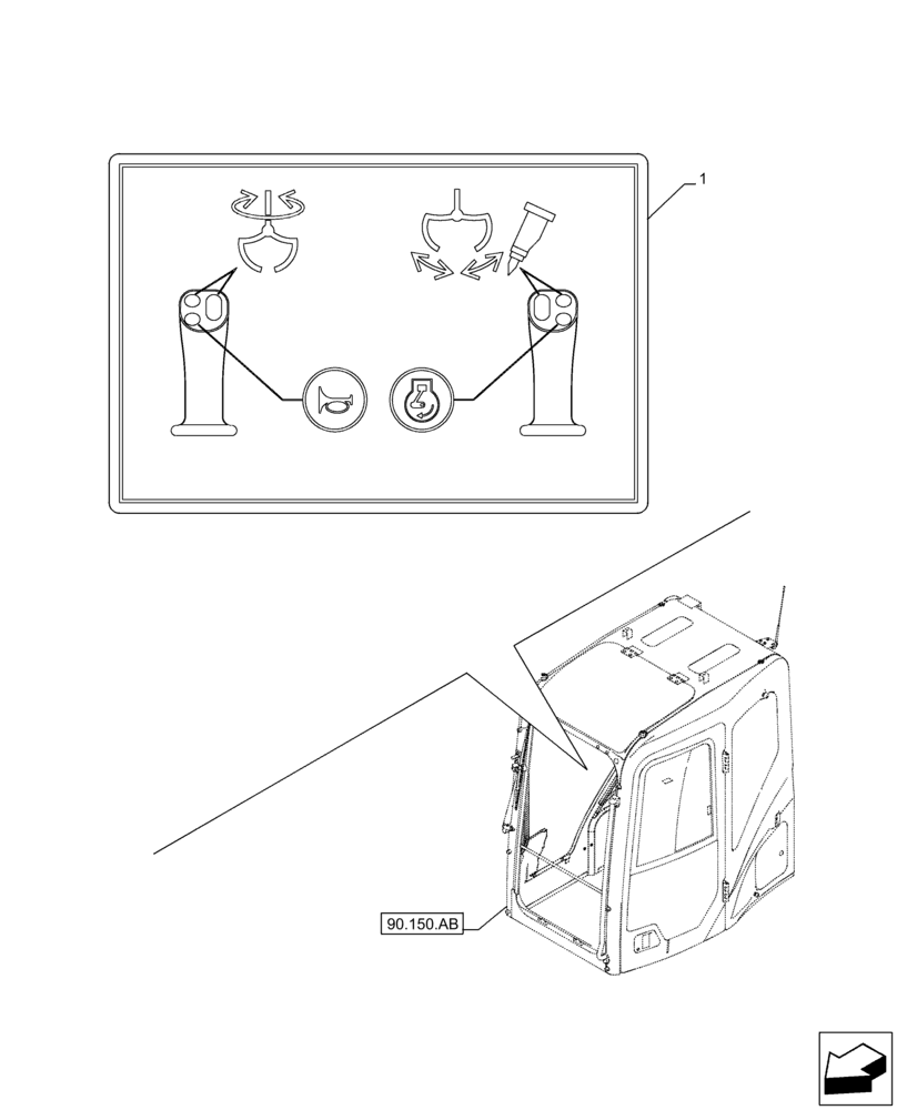 Схема запчастей Case CX210D LC - (90.108.AA[03]) - VAR - 461863, 461864 - DECAL, CONTROL, CLAMSHELL BUCKET, ROTATION, W/ ELECTRICAL PROPORTIONAL CONTROL (90) - PLATFORM, CAB, BODYWORK AND DECALS