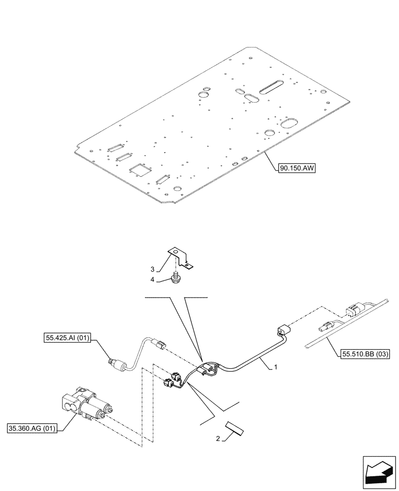 Схема запчастей Case CX210D LC - (55.510.BB[01]) - VAR - 461863 - OPTION, HARNESS, CLAMSHELL BUCKET, ROTATION, W/ ELECTRICAL PROPORTIONAL CONTROL (55) - ELECTRICAL SYSTEMS